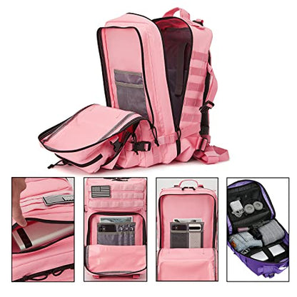 QT&QY 45L Military Tactical Backpacks Molle Army Assault Pack 3 Day Bug Out Bag Hiking Treeking Rucksack… - color: 3.3 Pink