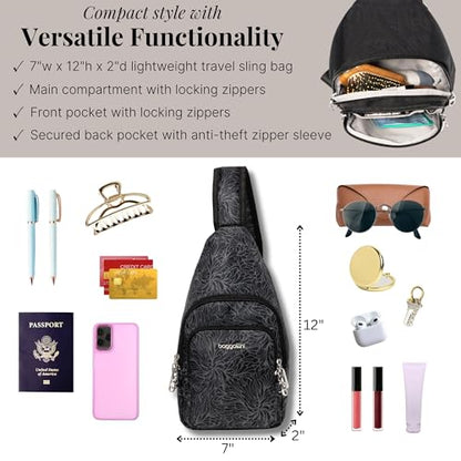 Baggallini Securtex Anti-Theft Daytripper Sling - color: Midnight Blossom