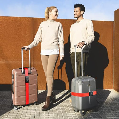 Travel Inspira Luggage Straps for Suitcases with TSA Lock, Protect Your Luggage Anti-Burst, High Visibility Color, Easy to Identify Luggage Adjustable Heavy Duty Belt for 20-28 Inch Suitcases - color: Apple Red