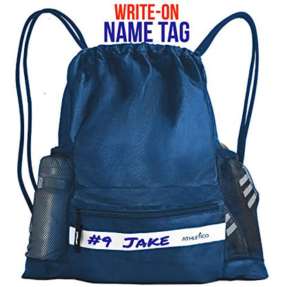 Athletico Drawstring Soccer Bag - Soccer Backpack For Boys or Girls Can Also Carry Basketball or Volleyball - color: Blue