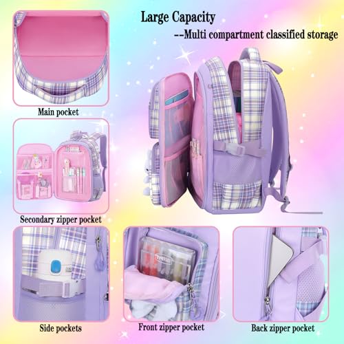 3pcs Girls Backpack With Lunch Box & Pencil Case,Cute Rabbit Kids School Backpack Set For Kindergarten & Elementary School (Style B Pink-16.5in) - color: Style B-pink