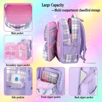 3pcs Girls Backpack With Lunch Box & Pencil Case,Cute Rabbit Kids School Backpack Set For Kindergarten & Elementary School (Style B Pink-16.5in) - color: Style B-pink