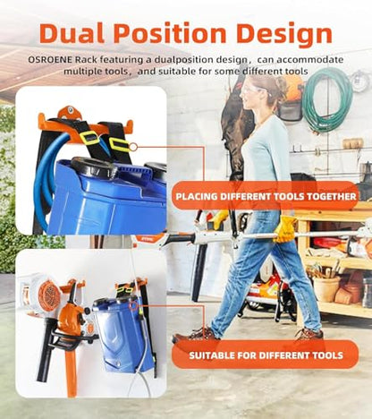 Backpack Leaf Blower Hanger with Tube Hook, 2 Pack Backpack Sprayer Wall Mount, Heavy Duty Chainsaw Wall Mount Stand Accessories Garage Organization Storage - size: 2 Pack