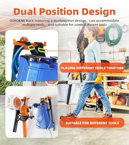 Backpack Leaf Blower Hanger Larger with Tube Hook, 2 Pack Bigger Backpack Sprayer Wall Mount, Heary Duty Chainsaw Wall Mount Rack Accessories Garage Organization Storage - size: 2 Bigger Pack