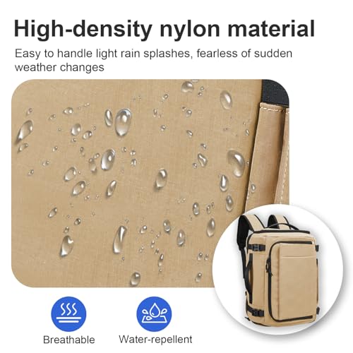 Carry On Travel Backpack with Shoe Compartment Flight Approved Laptop Backpack Expandable Work Business Backpack for Women Men Casual Daypack, Khaki - color: Khaki, style: A