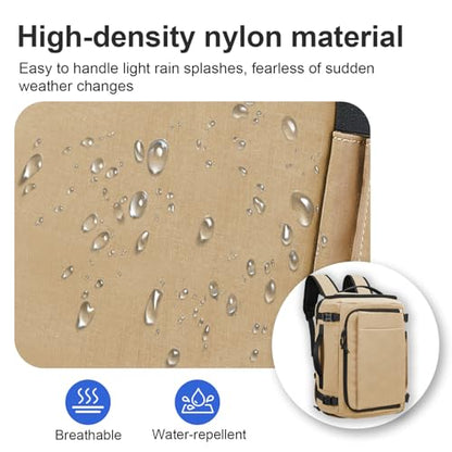 Carry On Travel Backpack with Shoe Compartment Flight Approved Laptop Backpack Expandable Work Business Backpack for Women Men Casual Daypack, Khaki - color: Khaki, style: A