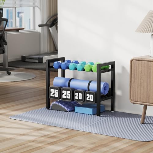 Dumbbell Rack 2-Tier Adjustable Weight Rack For Home Gym Dumbbells Kettlebell (Rack Only) - size: 20IN（L）