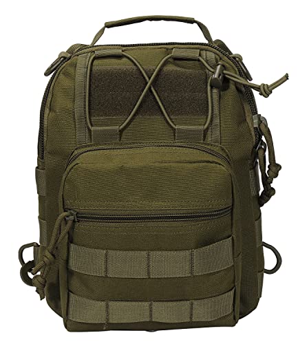 BOMTURN Tactical Backpack-1000D Waterproof Military Backpack/Laser-Cut/CCW Bags Sling Bag Tactical Satchel Shoulder Bag Men - color: Olive Green
