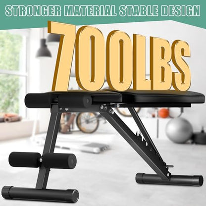 Adjustable Weight Bench for Home Gym Olympic Workout Bench with 700 LB Capacity Dumbbell Exercise Incline/Decline Bench for Strength Training and Full Body Workout
