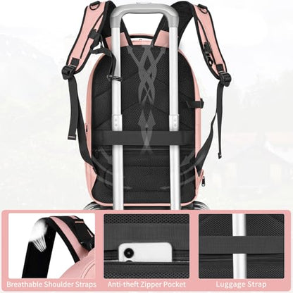 TORIBIO Camera Backpack, Hardshell DSLR/SLR/Mirrorless Photography Camera Bag with Rain Cover, Waterproof Hard Shell Camera Case with Tripod Holder & 15.6" Laptop Compartment - color: Pink