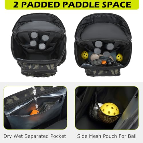 HAMBOLY Premium Pickleball Bag for Men & Women — Large Pickleball Backpack with Padded Paddle Pocket & Shoe Compartment, Tournament Ready with Insulated Cooler & Fence Hook - color: Dark CM