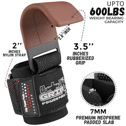 Weight Lifting Rod Hooks Heavy Duty Wrist Wraps Power Weight Lifting Training Gym Grips Straps Set of 2 - color: Brown, size: WOMEN-Wrist Size Small/Medium