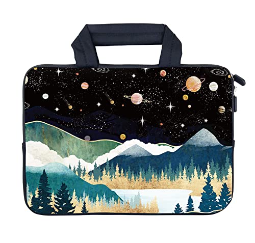 AMARY14 15 15.4 15.6 inch Laptop Handle Bag Computer Protect Case Pouch Holder Notebook Sleeve Neoprene Cover (Mountains Galaxy) - color: Mountains Galaxy