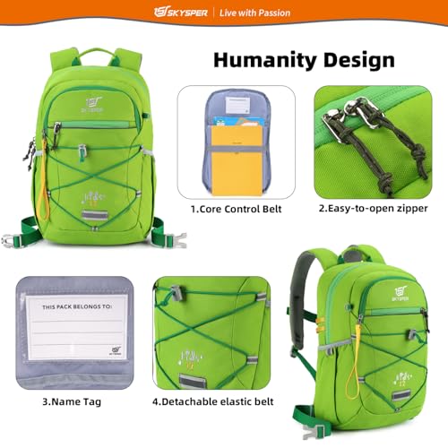 SKYSPER Kids Backpack 12L Children School Bag Child Boy Girl Pack Ages 4-8 for Traveling Day Trips Classes Camping(Applegreen) - color: Applegreen, size: Small