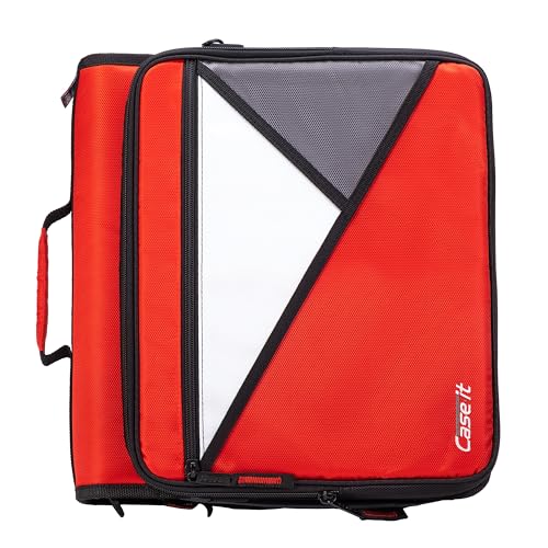 Case-it The Universal 2.0 Zipper Binder -1.5 Inch D-Ring - Removable Padded Pocket Holds Up to 13" Laptop/Tablet - Multiple Pockets - 350 Page Capacity - Comes with Shoulder Strap - Fire Red LT-207 - color: Fire Red, size: 1 Pack