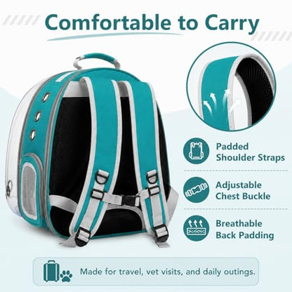 Expandable Cat Carrier Backpack with Bubble Window, Green - color: Green