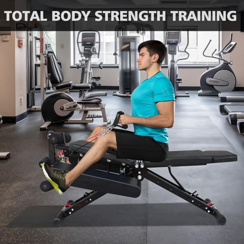 Gecheer Multifunctional Adjustable Weight Bench for Full Body Workout – Foldable Strength Training Bench with 660 lb Capacity, Thick Cushion & Accessories