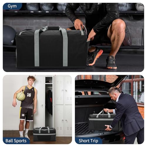 Men's 65L Gym Bag with Wet Pocket and Shoe Compartment- 24"x12.5"x13" Large Sports Duffle Bag for Gym Travel - Black - color: Black
