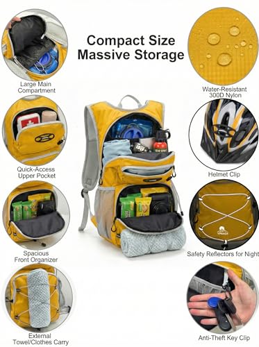 Hydration Hiking Backpack, Water Hiking Backpack, Hydration Backpack with 15l Water Bladder, Runinnng Backpack for Men Women for Cycling Campling - color: Orange