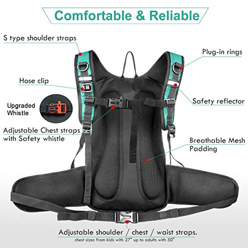Mothybot Hydration Pack, Insulated Hydration Backpack with 2L BPA Free Water Bladder and Storage, Hiking Backpack for Men, Women, Kids for Running, Cycling, Camping - Keep Liquid Cool up to 5 Hours - color: Emerald