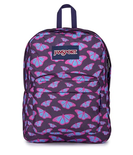 JanSport SuperBreak One Backpack - Durable, Lightweight Bag with 1 Main Compartment, Front Utility Pocket with Built-in Organizer, Premium Backpack, Flutter By Purple - color: Flutter By Purple