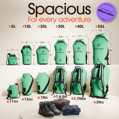 Earth Pak Waterproof Dry Bag - Roll Top Waterproof Backpack Sack Keeps Gear Dry for Kayak with Waterproof Phone Case - color: Seafoam Green, size: 5L