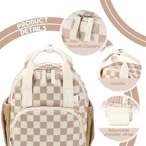 Bluboon Toddler Backpack for Girls Boys 2-4 Cute 12" Preschool Kindergarten Backpacks Kids Daycare Bags School Travel (Brown-White checkered, Age 2-4 (12" H not Fit A4 Folder)) - color: Brown-white Checkered, size: Age 2-4 (12" H not Fit A4 Folder)