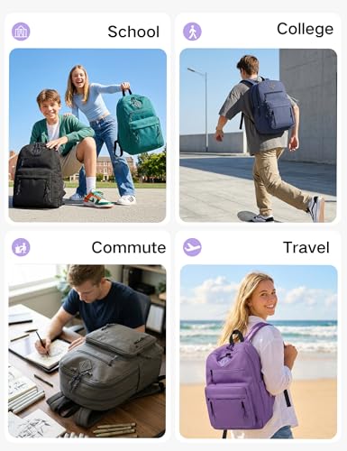 VASCHY School Backpack,Lightweight Water Resistant Daypack Bookbag for High School Teen Girl/College/Work/Women Purple - color: Purple