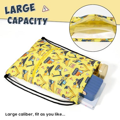 WAWASAM Kids Drawstring Backpack, Gym Swim Bag Cinch Bag for Girls Boys with Zipper Pocket - color: Truck