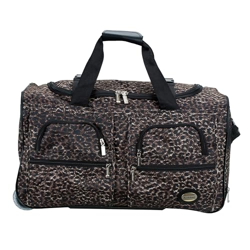 Rockland Rolling Duffel Bag, Black, 22" - color: LEOPARD, size: 22"
