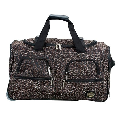 Rockland Rolling Duffel Bag, Black, 22" - color: LEOPARD, size: 22"