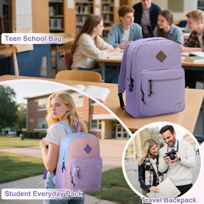 VX VONXURY Backpack for Men Women, Lightweight Kids School Bag, Classic Basic Laptop Bookbag for College Work Travel Hiking - color: Blue Purple