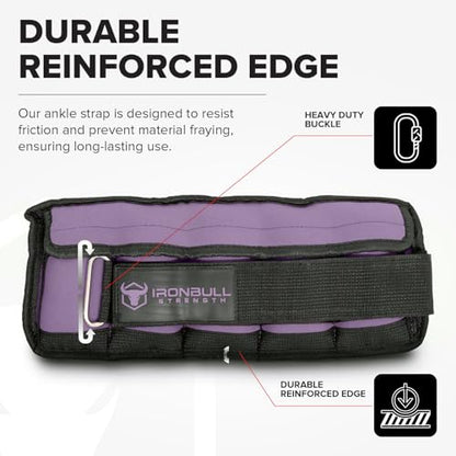 Adjustable Ankle Weights (10lbs/Pair) - Weighted Ankle Weight for Walking, Gym and Exercise - 2, 4, 6, 8, 10 LB Leg Weight Set with Straps for Women and Men - 1-5 lbs Each Ankle Adjustable for Weight Lifting - color: Lavender