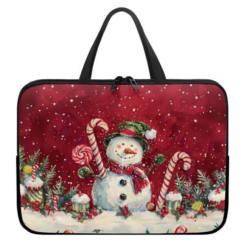Christmas Red Snowman 10 Inch Laptop Sleeve Cover Computer Bag Tablet Carrying Case, Waterproof Tote Bags Notebook Sleeves Handbag for Travel/Business/School, Family & Friends Gift - color: Christmas Red Snowman, size: 10 Inch