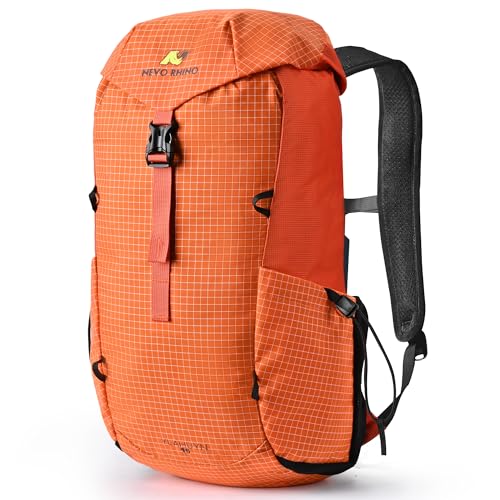 N NEVO RHINO 16L Hiking & Commuter Backpack, Lightweight Daypack for Men Women, Breathable Backpanel, Hydration Port, Outdoor Backpack for Camping Travel - color: Orange