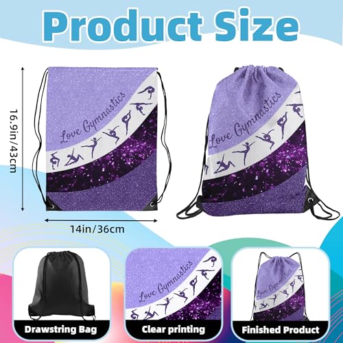 Gymnastics Drawstring Bag Backpack Party Favor Team Gifts (Purple,1Pcs) - color: Purple