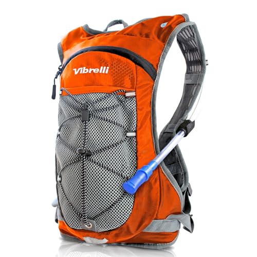 VibrelliVibrelli Hydration Backpack & 2L Hydration Bladder - High Flow Bite Valve - Hydration Pack for Cycling, Running, Hiking - color: Orange