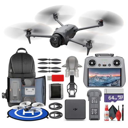 DJI Mavic 4 Pro Drone Bundle Professional Aerial Camera | Cinematic Video | Advanced Obstacle Avoidance| Intelligent Flight Modes | Long Flight Performance + 64GB Card + BackPack + More (12 Pcs) - style: Mavic 4 Pro
