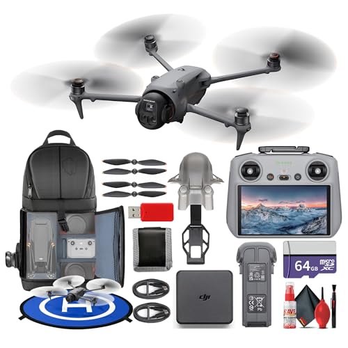 DJI Mavic 4 Pro Drone Bundle Professional Aerial Camera | Cinematic Video | Advanced Obstacle Avoidance| Intelligent Flight Modes | Long Flight Performance + 64GB Card + BackPack + More (12 Pcs) - style: Mavic 4 Pro