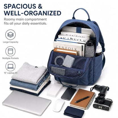 Travel Backpack for Women & Men, Laptop Backpack Fits 15.6 Inch Laptop, Water-Resistant Durable Computer Bag for Work, College & Daily Commute (Blue) - color: Blue