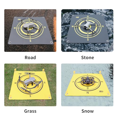 CQT Drone Landing Pad Universal Waterproof Weighted Portable Fast-Foldable Helipad Launch for DJI Avata 360 Mavic 3 4 Pro/Mini 2 SE/Air 2 2S/Mini 3 4 5 Pro/Mavic 2/Holy Stone/FPV/Avata 2/RC Quadcopters Accessories (55CM Yellow+Dark Gray) - color: 55CM Yel