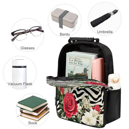 Supdreamc Backpack Polyester Anti-Theft Multipurpose Cheetah Leopard Zebra Print Floral Black And White Bookbag Large Capacity Laptop Book Bag Rucksack With Side Pockets - color: Pattern 423