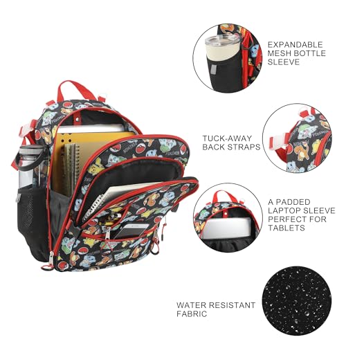 Bioworld Pokemon Starters & Pokeballs All-Over Print 16" Backpack & Lunch Kit Value Set - color: ['Pokémon Starters & Pokéballs']