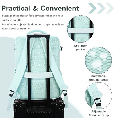 Carry On Backpack for Women & Men – Airline Approved Underseat Size, 15.6" Laptop Compartment, TSA-Friendly 180° Opening, Anti-Theft Business Travel Backpack with Trolley Sleeve (Blue, Medium) - color: Blue, size: Medium