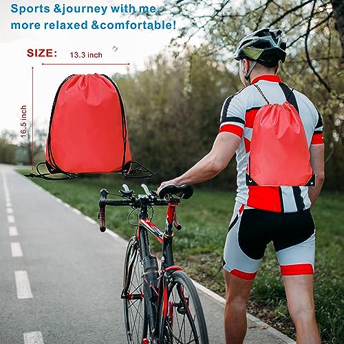 Drawstring Backpack Bulk 24Pcs Draw String Backpack Bags DIY Gym Sports Traveling Yoga Cinch Bag Sackpack Drawstring(red) - color: Red