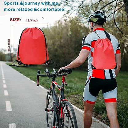 Drawstring Backpack Bulk 20 Pcs Draw String Backpack Bags DIY Gym Sports Traveling Yoga Cinch Bag Sackpack Drawstring (Red) - color: Red