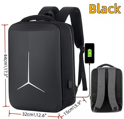 Hard Shell Business Backpack Travel Laptop backpack USB port backpack Daily laptop backpack Waterproof travel backpack (Black) - color: Black
