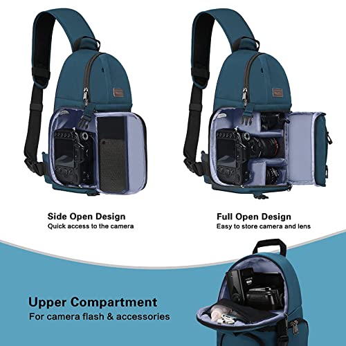 MOSISO Camera Sling Bag, DSLR/SLR/Mirrorless Camera Case Shockproof Photography Camera Backpack with Tripod Holder & Removable Modular Inserts Compatible with Canon/Nikon/Sony/Fuji, Deep Teal - color: Deep Teal
