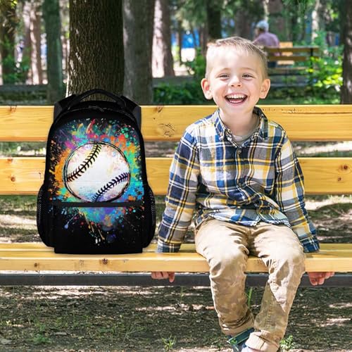 Boys School Backpack Kids Baseball Backpacks Bookbag Back to School Supplies, 17 Inches Large Capacity Cool Sport Back Pack for Kindergarten Elementary Middle (Black) - color: Color 4