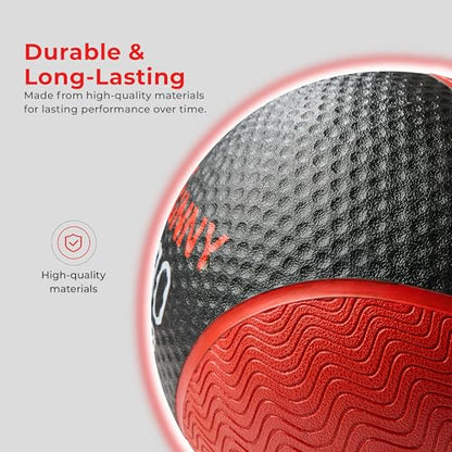 Sunny Health & Fitness Medicine Ball, Textured Rubber, Core Strength & Balance Training, Bouncing, Weight for Home Workouts 4,6,8,10,12,15,20,25,30LB Options - size: 10 LB